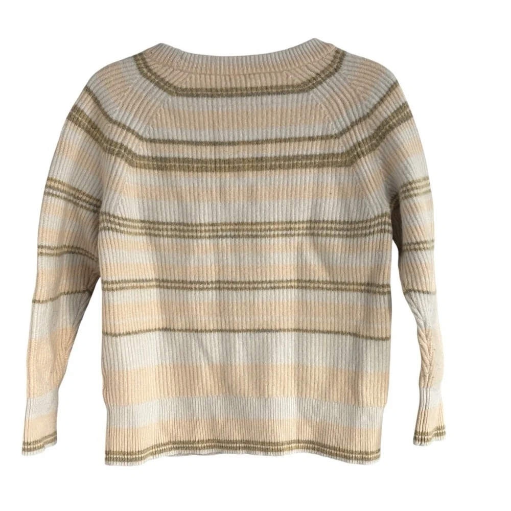 J.Crew 100% Cashmere Ribbed Crewneck Sweater Striped Pink Size Small Pastels